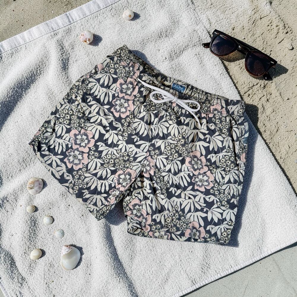 J. Crew Men's Medium Swimwear Multicolored Tropical Print Swimming Trunks Shorts